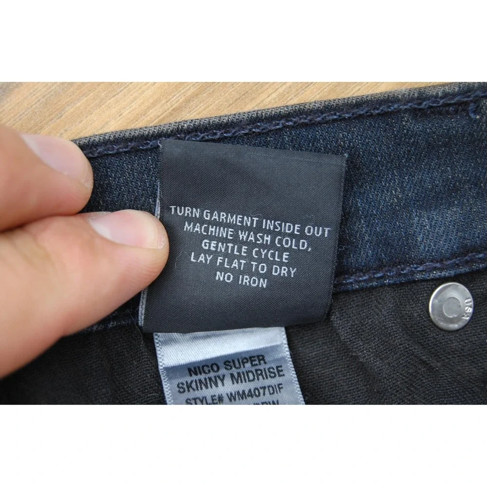 Hudson Jeans Womens 25 Black Nico Super Skinny‎ Midrise Stretch Denim Made USA